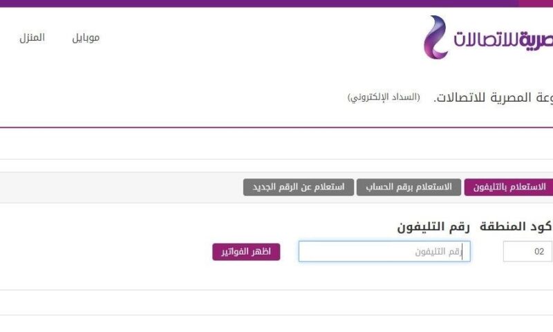 طريقة الاستعلام عن فاتورة التليفون الارضى عبر الموقع الرسمي لشركة المصرية للاتصالات 2020