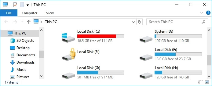 windows 10 c drive full