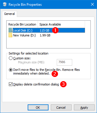 not move deleted files to recycle bin