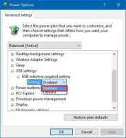 usb selective suspend windows10