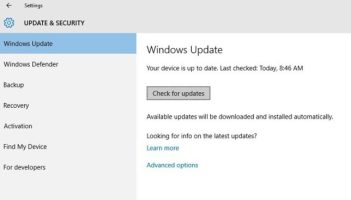 Check for updates Windows 10
