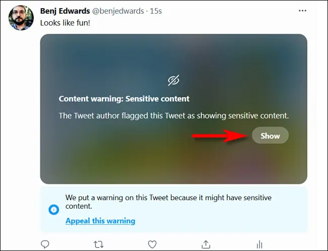 twitter sensitive content warning