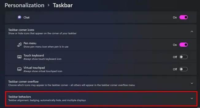 Taskbar behaviors W11 1