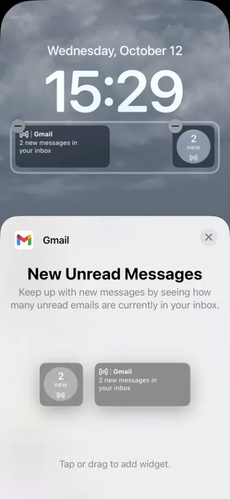 ios 16 lock screen widgets gmail